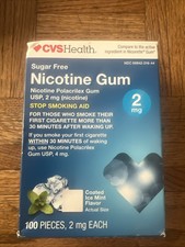 Nicotine Gum 2mg each Coated ICE MINT Flavor   100 PCS Exp.03/2026