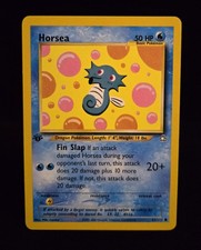 first edition horsea pokemon card Misty's 1st Weakness Lightning ×2 Artist 2000 Nintendo Pokemon Gym Challenge