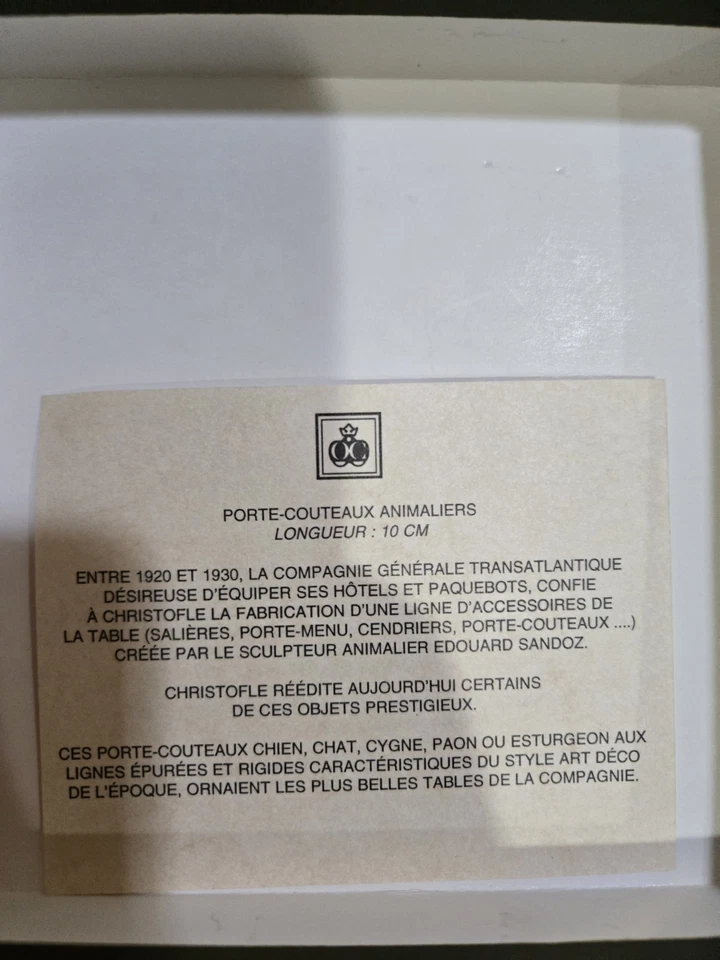 4 Reposapiés de cuchillo Christofle París Francia Francés Plateado Animal Gato Perro Galia Foto 4 de 4