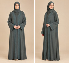 Women  s Teal Color Abaya Islamic Modest Dress Elegant Muslim Abaya