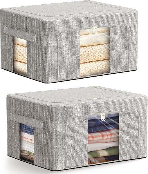 Aufbewahrungstasche Mit Metallrahmen 24L FüR Kleidung Decken Kissen Organizer-image