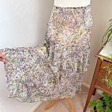 Marks  Spencer M  S Skirt Size 12 Multicoloured Ditsy Floral Tiered Midi