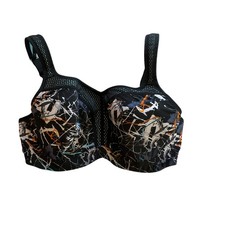Panache Sport 5021B Underwire Sports Bra 34E Black Abstract Paint Splatter Print
