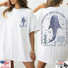 Isaiah 43:2 Christian Beach Shirt Whale Shark Back Print