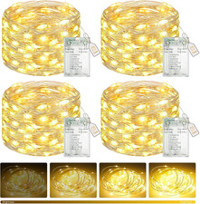 Battery Operated Fairy Lights with Timer, 50 LED Silver Wire, 8 Modes, Warm Whit