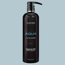 Wicked Aqua Water Based Lube | Fragrance Free & Long Lasting | 16 oz Pump