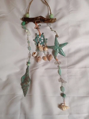 Ocean Garden Chime; Recycled &Crafted, Wood, Metal, Twine, String, Glass, Beads - Image 1 of 4