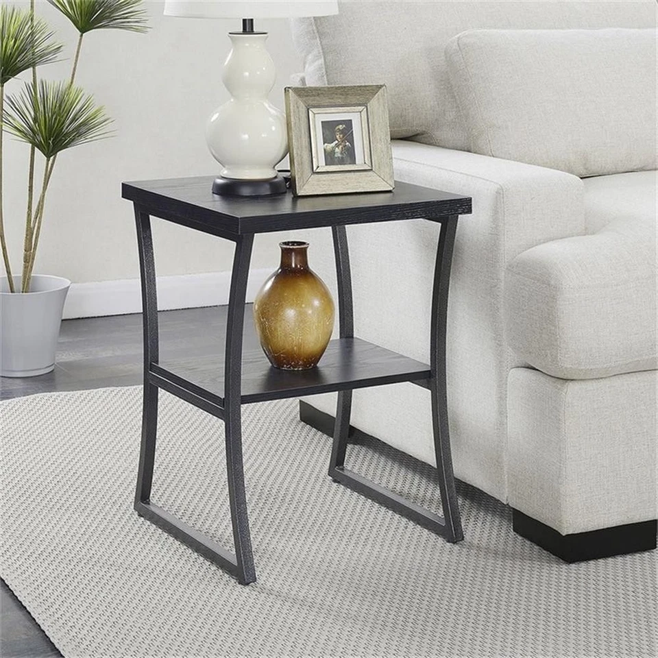 Convenience Concepts X-Calibur 18" Square End Table in Black Wood Finish - Image 2 of 4