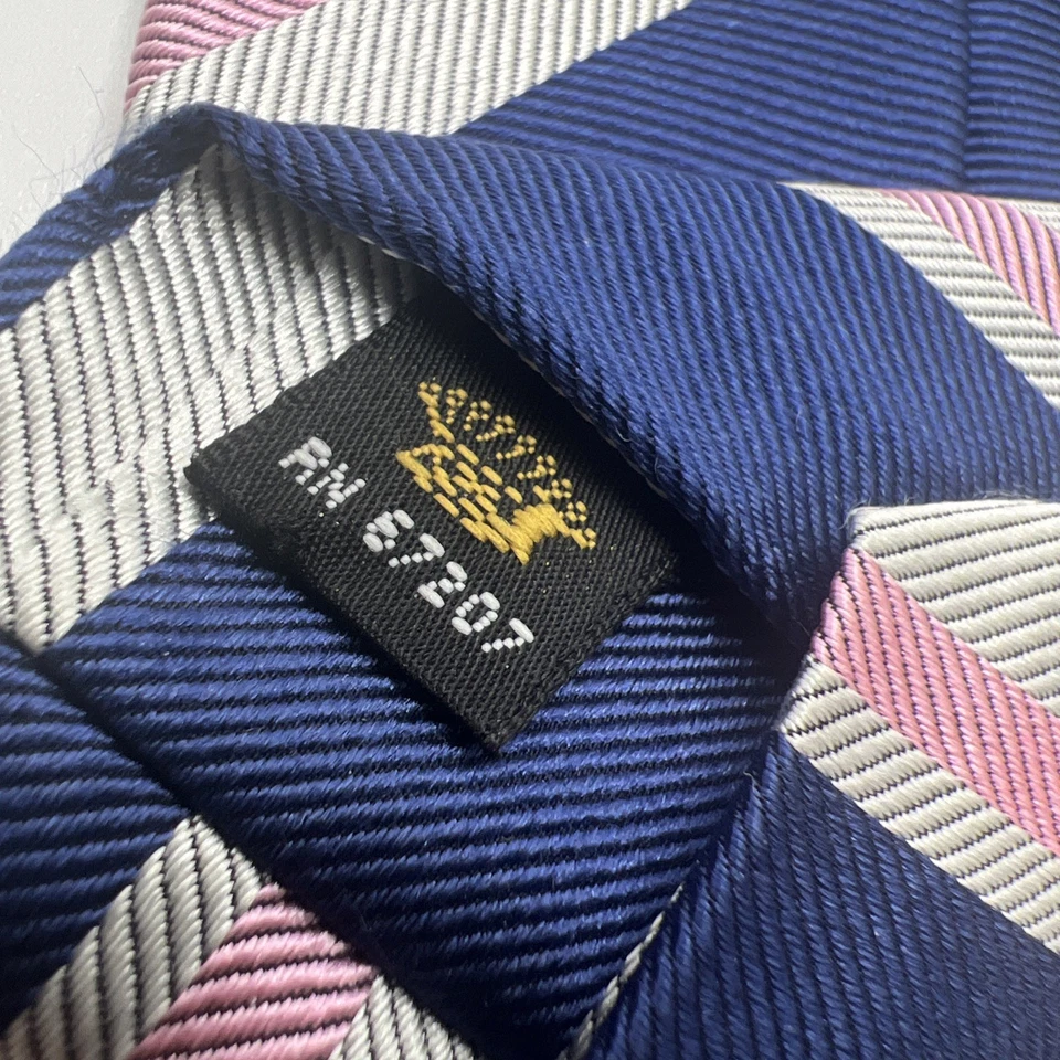 Corbata vintage de hombre Countess Mara Repp azul gris rosa a rayas ¡EXCELENTE 60""! Foto 4 de 4