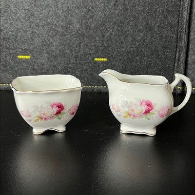 Vintage Schumann Arzberg Germany Antique Rose Creamer & Open Sugar Bowl