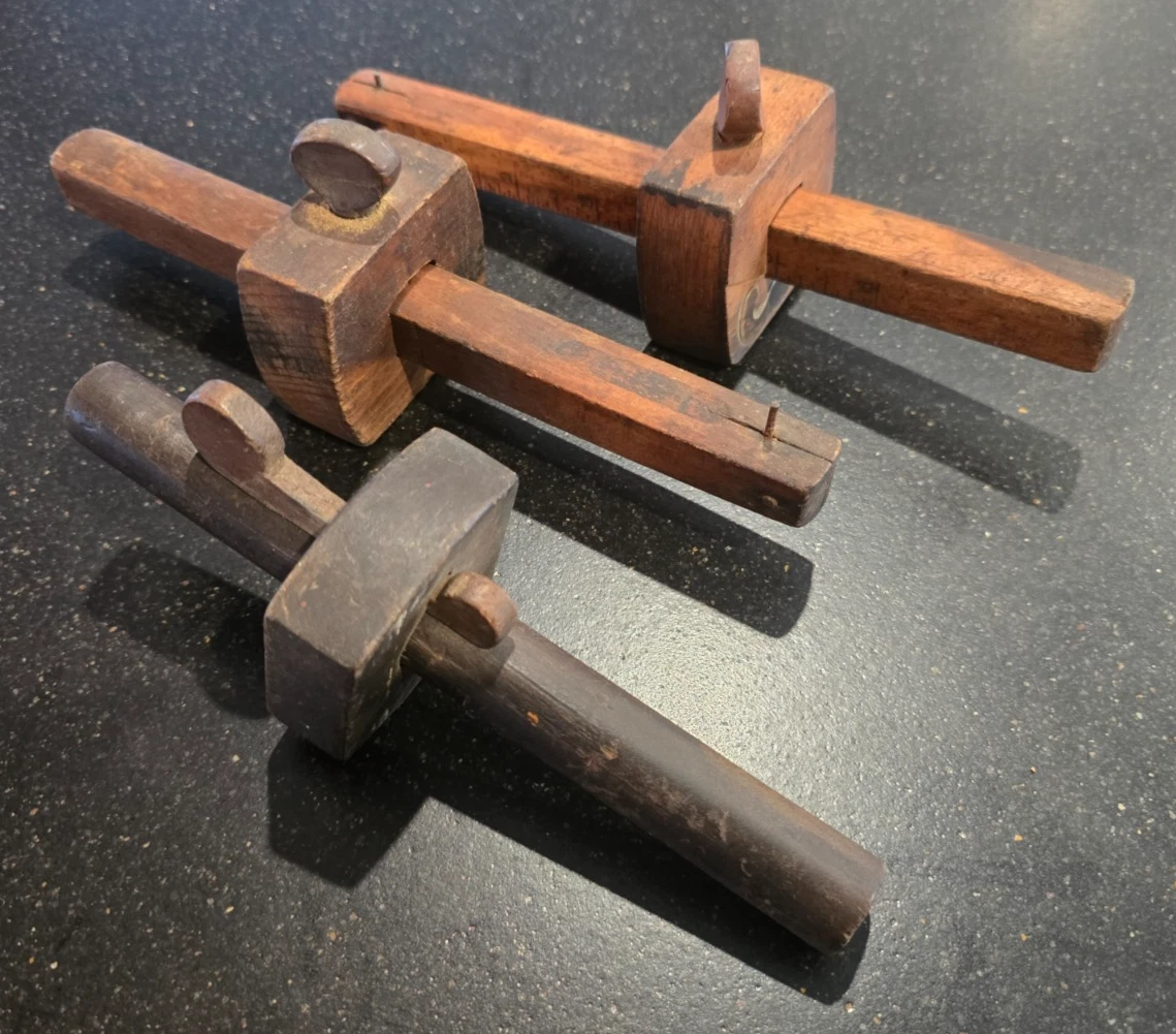 3 Antique Mortise Gauges, Carpenters Scribes, Stanley & Others