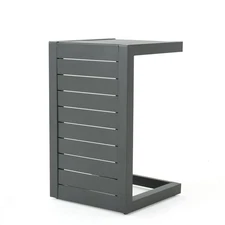 Modern and simple C-shaped table - grey, suitable for courtyards or backyards