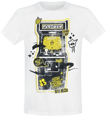 Pac-Man T-Shirt Herren Arcade Classic weiß Fan-Merch, Gaming, Retrogaming