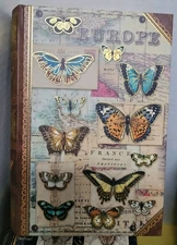 Punch Studio BUTTERFLIES Faux Book Keepsake Box 6.5" x 4.5" x 1.5" NEW Gold Gilt