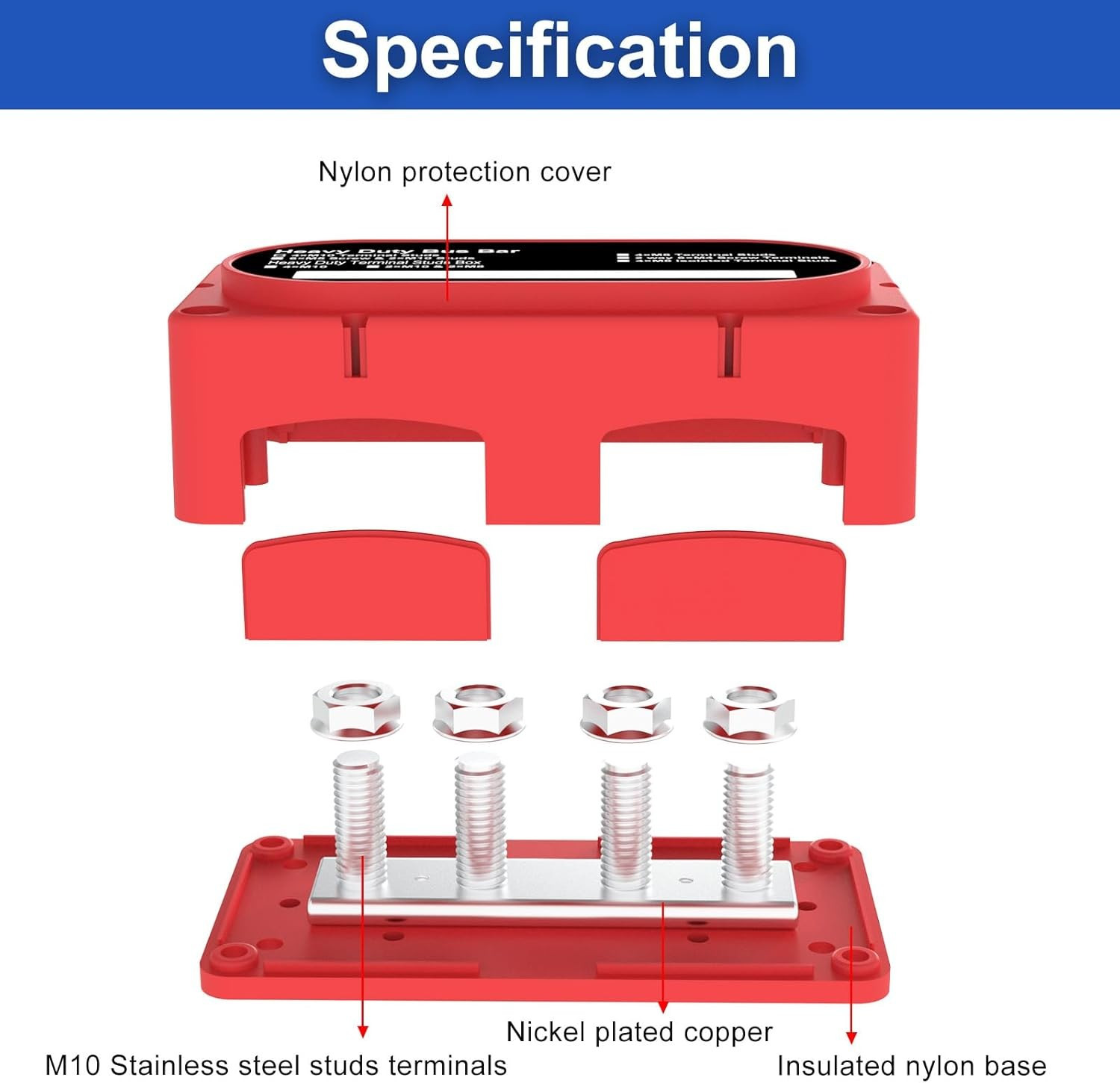 Heavy Duty Bus Bar 300A 12V Power Distribution 300A-3/8'
