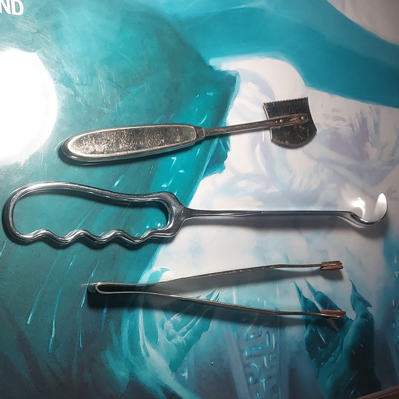 KNY-SCHEERER GERMANY Antique Surgical hand Tools, saw, forceps lot of 3 Pre-1930