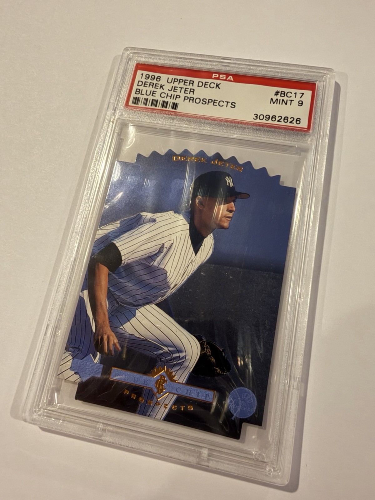 Derek Jeter PSA 9 - Upper Deck 1996 Blue Chip Prospects RC Die Cut Insert POP 35 view 4