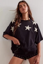 Free People We The Free So Into You Tee Blouse Top Applique Graphic L NWD 283229