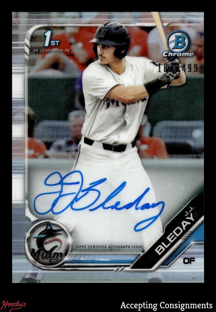 2019 Bowman Chrome Draft Autograph Refractor J.J. Bleday 1st Rookie AUTO 187/499