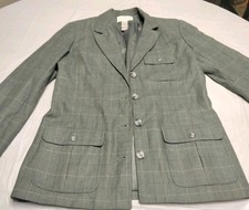 Vintage Liz Claiborne Lizsport Green Plaid Jacket Size 8 Soft Lining