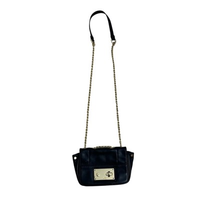 Milly Leather Crossbody Bag Black Shoulder Purse Gold Chain Strap Mini