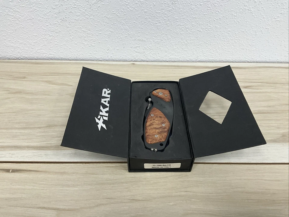 Xikar Tanto Knife Xi-188 Extreme LION STEEL w Wood Inlay Italy Tactical EDC RARE - Image 3 of 4