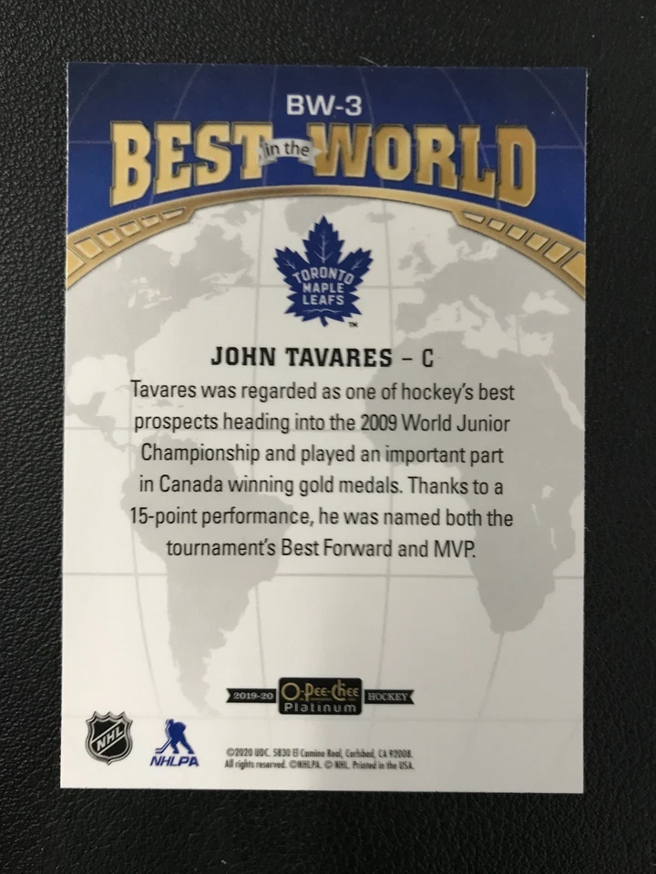 2019-20 O-Pee-Chee Platinum #BW-3 John Tavares Toronto Maple Leafs - Image 2 of 2