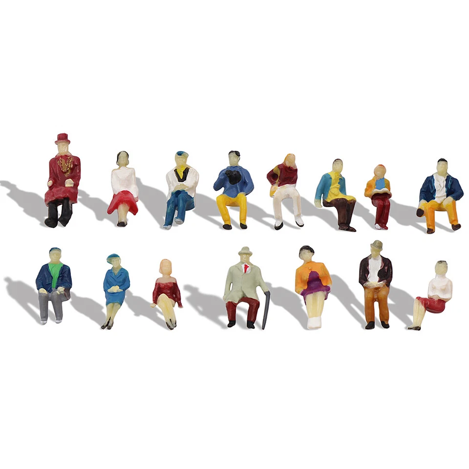 60pcs Échelle HO 1:87 Modèles de Personnages Assises Peints Poses Différentes - Immagine 3 di 4