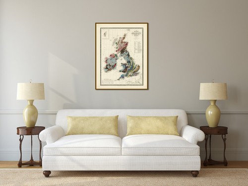 UK British Isles Great Britain Victorian geological map J Wyld 1844 art poster - Picture 9 of 15