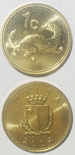 Malta 1 cent 2004 weasel 19mm brass coin UNC 1pcs