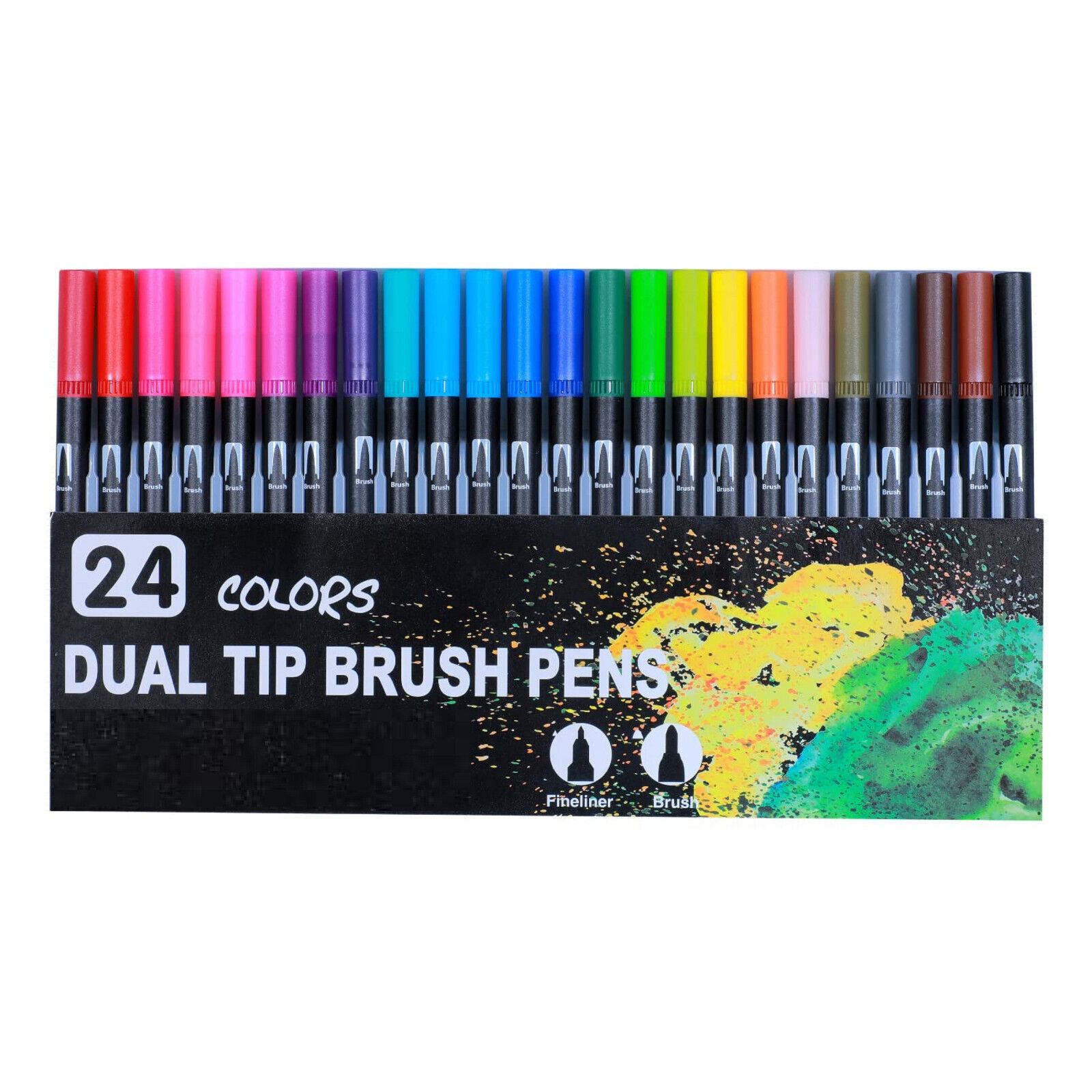Art Markers Dual Tips Coloring Brush 24 Shades Multicolour For Calligraphy-image