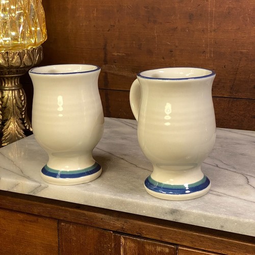 Vintage Pfaltzgraff Stoneware 2 Northwinds Pedestal Mug 5" Blue Green ~ USA Made - Picture 4 of 10