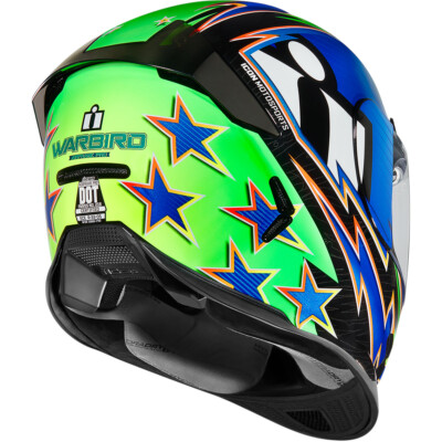 ICON AIRFRAME PRO WARBIRD BLUE GREEN RACE MOTORCYCLE CRASH HELMET