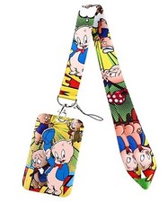 Porky Pig Character with ID Holder Lanyard Keychain