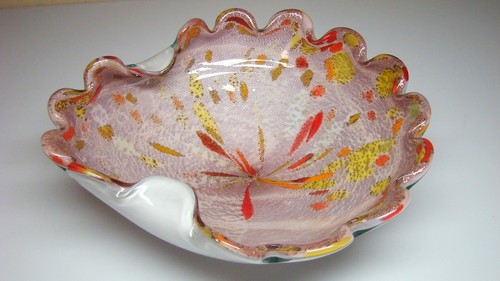 Fab Vintage Modernist MCM Murano Art Glass Dish Bowl
