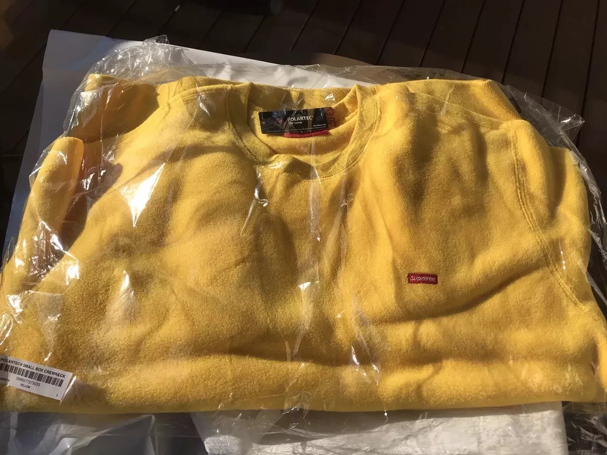 Supreme FW18 Polartec Small Box Crewneck Yellow BOX LOGO LARGE