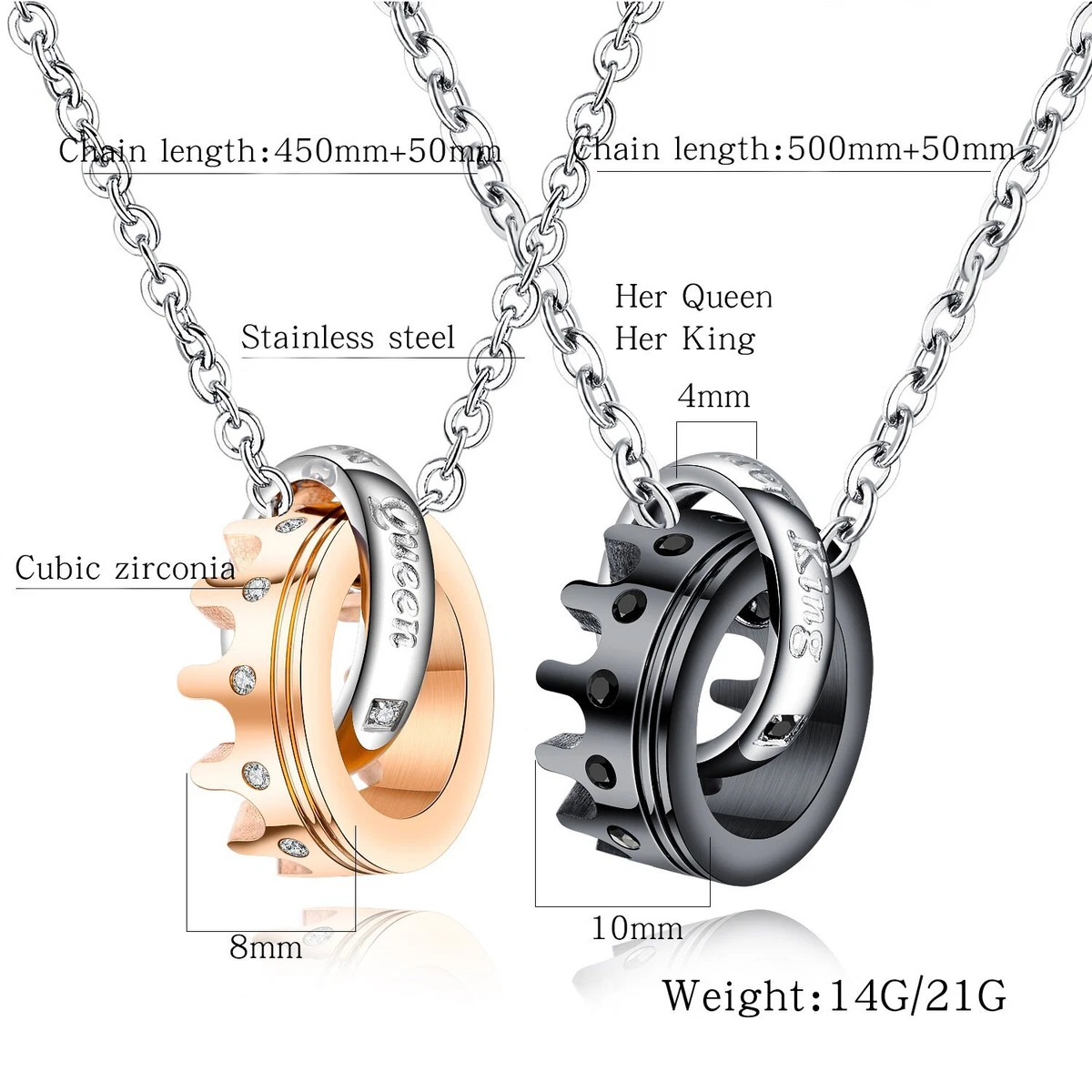 Her king his queen necklace clearance