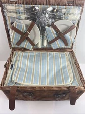 Wicker Insulated Picnic Basket Large Set for 4 HappyPicnic Dinnerware