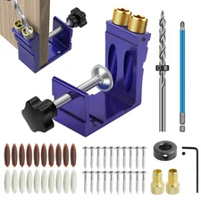 37Pcs Pocket Hole Screw Jig 15 Degrees Dowel Drill Joinery Kit Woodwork Tool