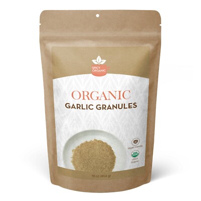 Organic Garlic Granules - NON GMO Granulated Garlic -16 OZ