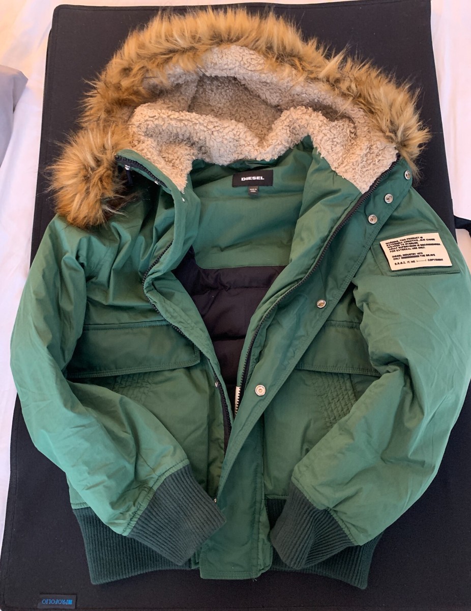 Diesel “W-Burkisk fur Bomber jacket Mens , Green | eBay