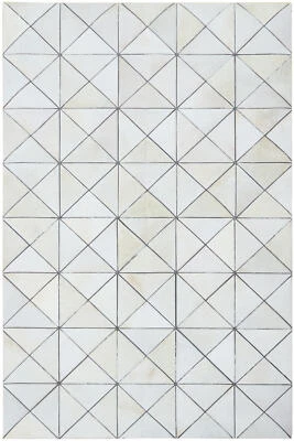 Leder Teppich Patchwork 150x240 cm echtes Kuhfell Cowhide Handarbeit beige creme - Bild 1 von 4
