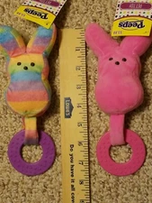 Lot of 2 Peeps Plush Squeek Dog Toys