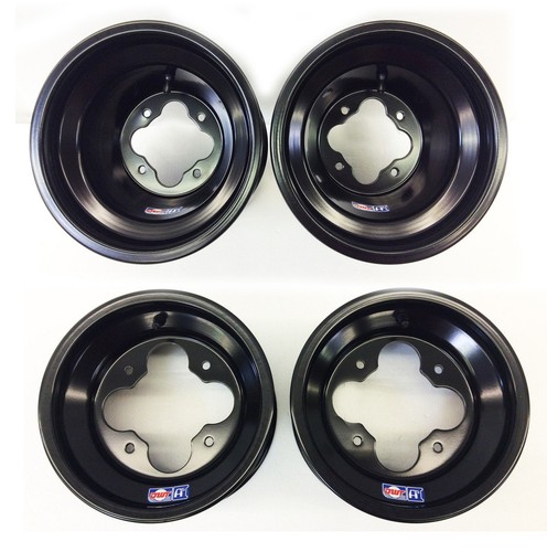 DWT BLACK A5 10" FRONT 4+1 9" REAR WHEELS RIMS YFZ450 BANSHEE RAPTOR 700 660 - Foto 1 di 3