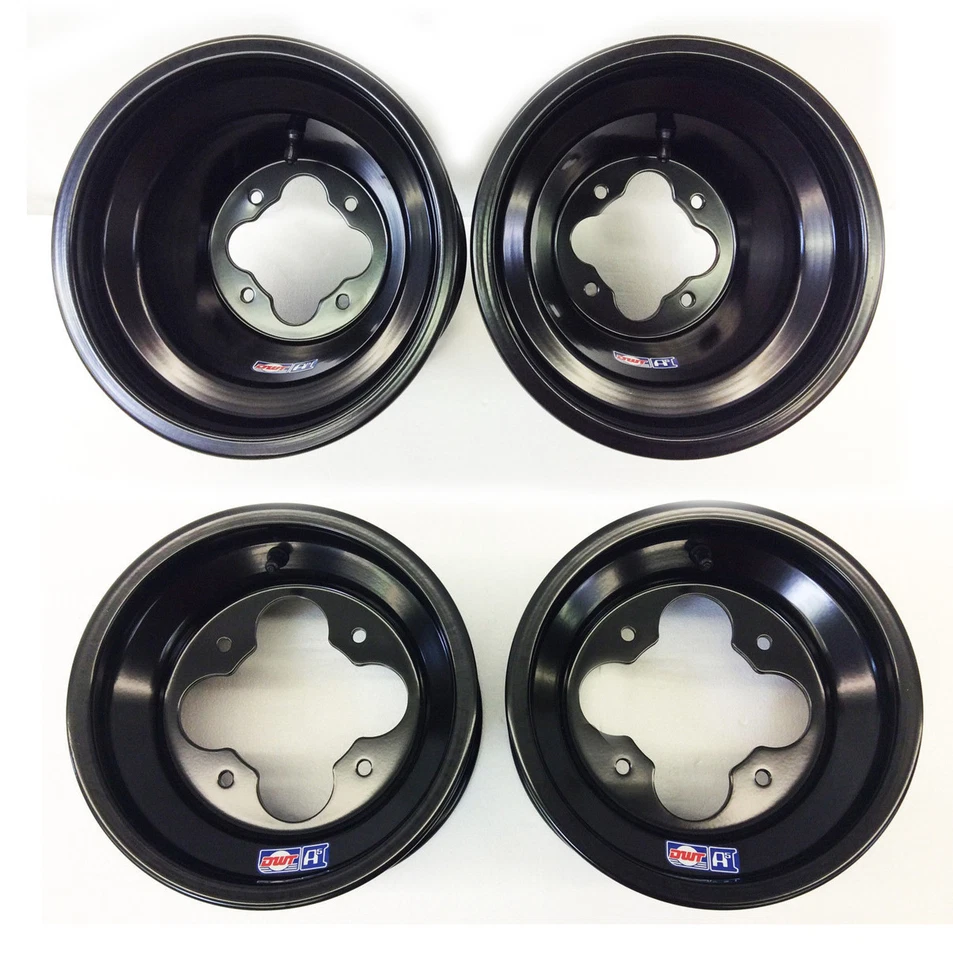 DWT BLACK A5 10" FRONT 9" REAR WHEELS RIMS YAMAHA YFZ450 BANSHEE RAPTOR 700 660 - Bild 1 von 3