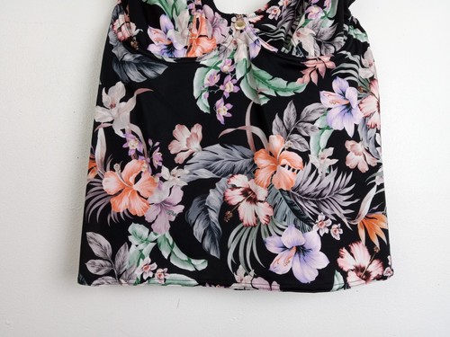 Freya Tankini Top Kamala Bay Plunge Size 36DD Black Floral Print NEW F2 - Picture 2 of 10