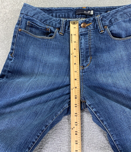 Seven 7 Bootcut Jeans Women's Sz 12 Blue Embroidered Pockets Stretch Med Wash - Picture 10 of 13