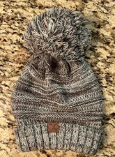 CC Oversize Gray Plain Knit Beanie Pom Slouch Baggy Ski Winter Warm Thick Hat