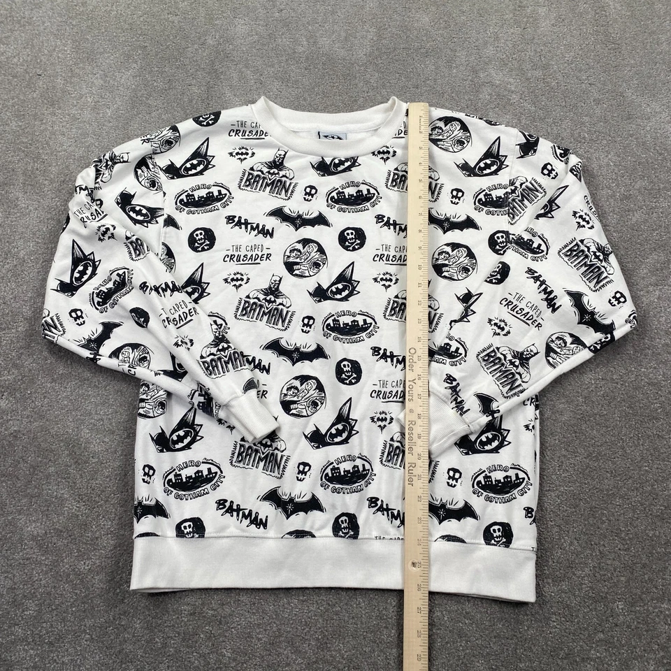 Sudadera pulóver de cuello redondo con estampado completo de Batman para mujer talla L blanca negra Foto 4 de 4