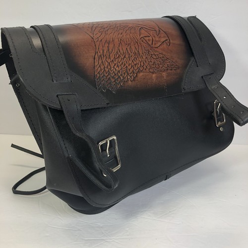 Vintage Motorcycle Side Tail Bag Eagle Design Handcrafted Leather 12” X 14” - Picture 12 of 12